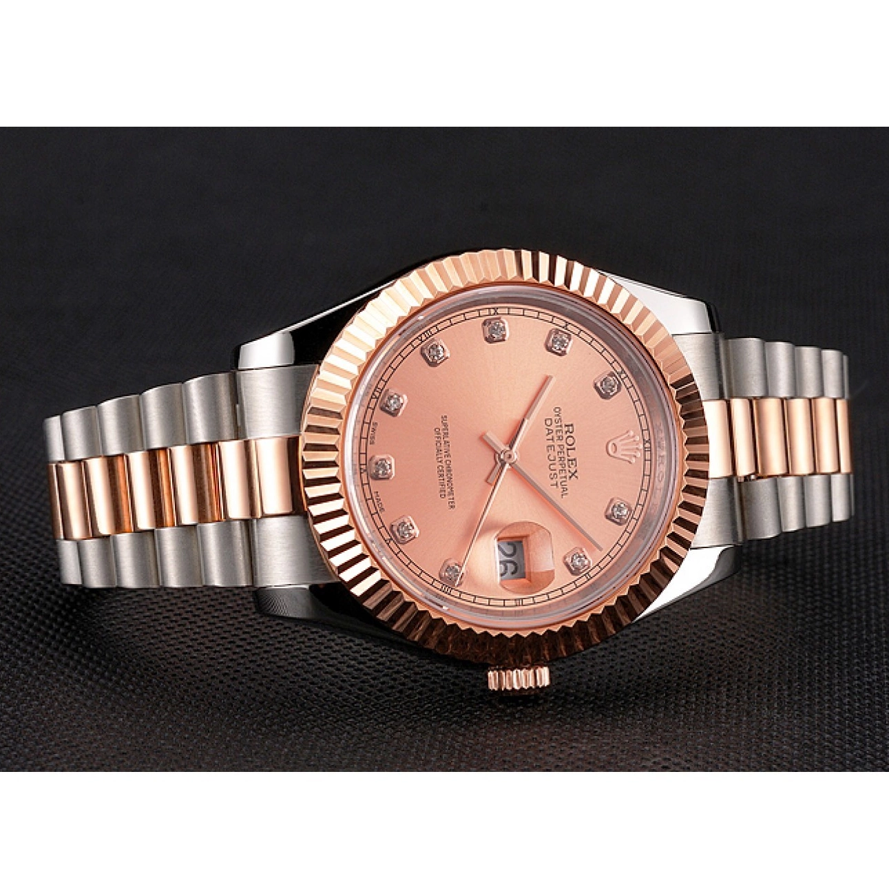 Rolex copies cheap Tone Swiss Bracelet Steel Rose Case Rolex Two Bezel Gold Dial And Stainless Datejust 0527